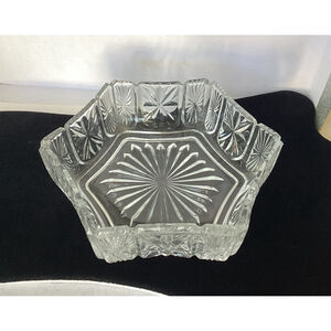 Avon Fostoria Hexagon Glass Candy Trinket Crystal Dish Bowl 6" x 2" Vintage